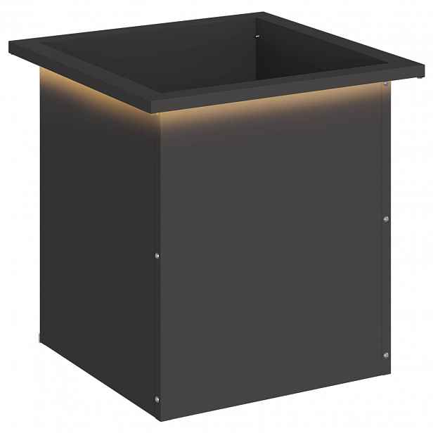 vidaXL Zahradní truhlík s LED osvětlením Černá 40 x 40 x 40 cm Ocel