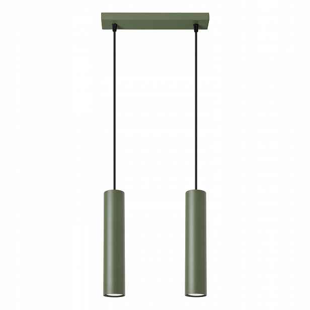 Závěsná lampa 2-stropní tubusová Lagos 2 zelená olivová Sollux