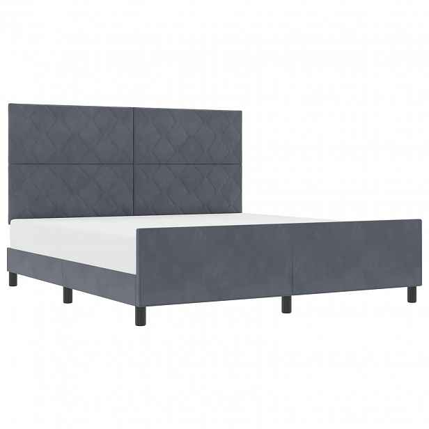 vidaXL Postel s boxspringem s čelo Tmavě šedá 180 x 200 cm samet
