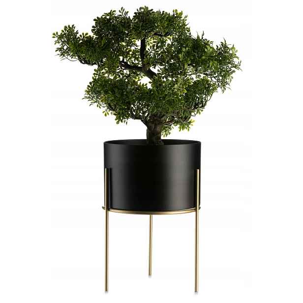 Zlatý Držák Na Květináč Na Rostliny stojan s černým kovovým krytem 22 cm Loft
