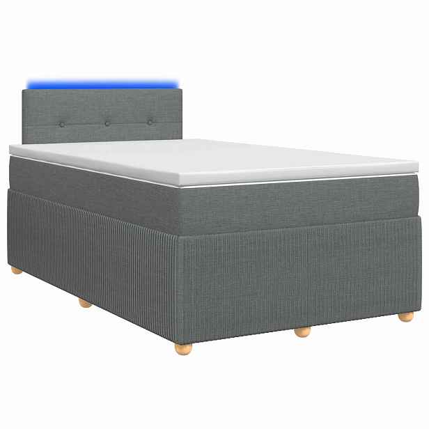vidaXL Postel boxspring s matrací Tmavě šedá 120 x 200 cm Textil