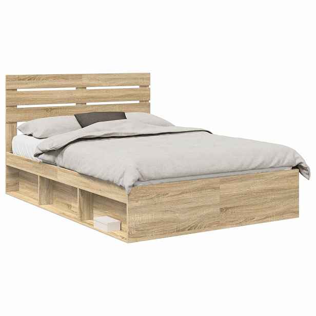 vidaXL Rám postele s čelo Sonoma dub 150 x 200 cm Masivní borové dřevo