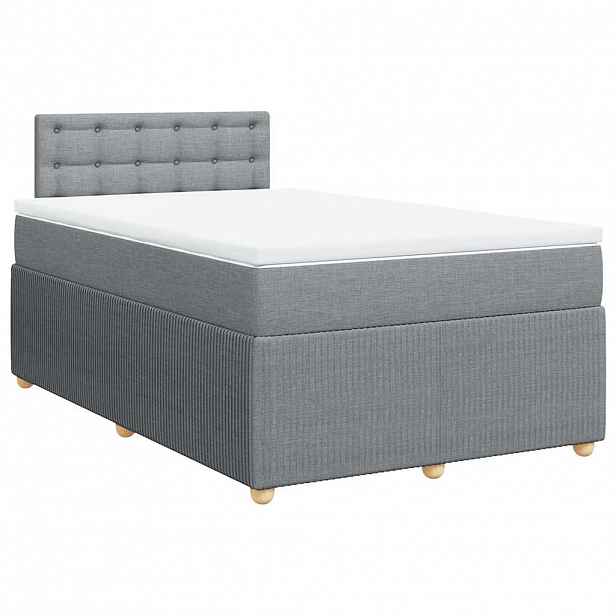 vidaXL Box spring postel s matrací světle šedá 120 x 200 cm textil