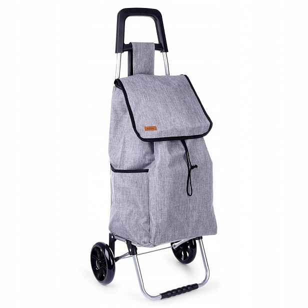 Nákupní vozík Šedá nákupní taška na kolečkách s držákem na nákupy
