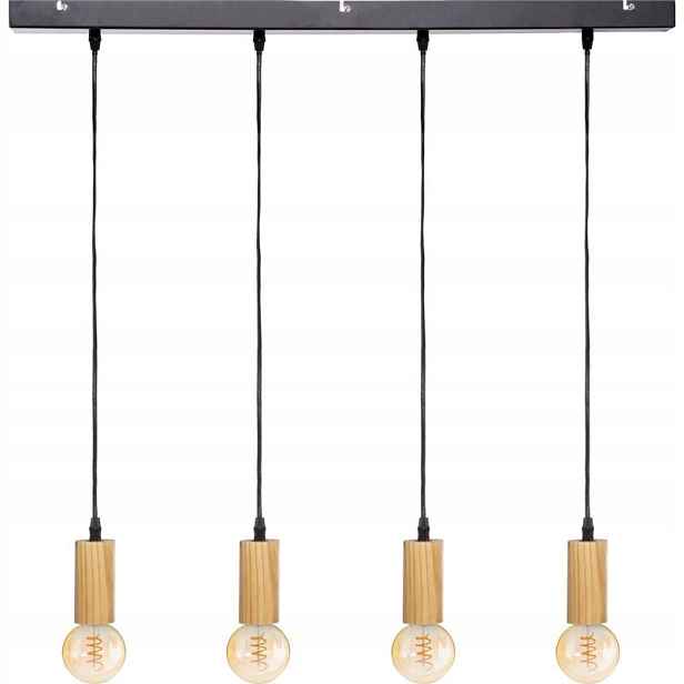 Závěsná lampa nástěnná černá, dřevo, kov, loft