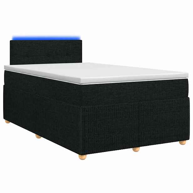 vidaXL Postel boxspring s matrací s čelo Černá 120 x 200 cm Textil
