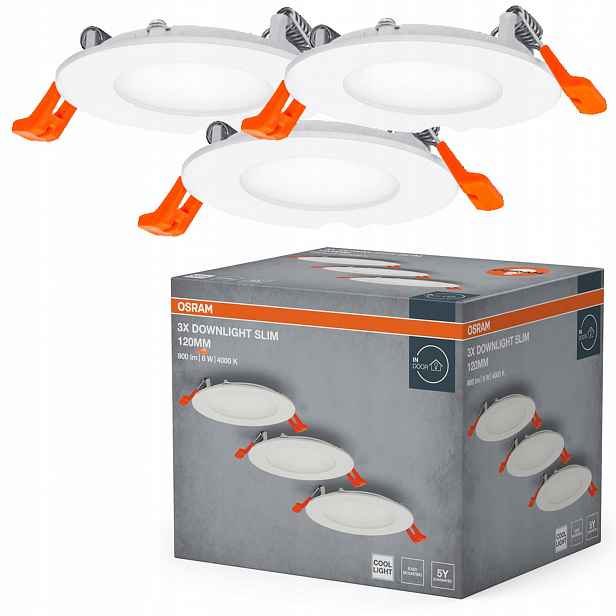 3x Stropní Led svítidlo Kulaté Stropní Svítidlo 8W 550lm 4000K Podomítkové Osram