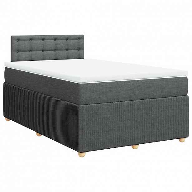 vidaXL Box spring postel s matrací tmavě šedá 120x200 cm textil
