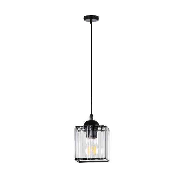Candellux Glassia závěsná lampa černá transparentní 1xE27 40W