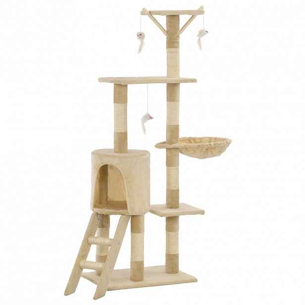 vidaXL Škrabadlo pro kočky se sisalovými sloupky 138 cm béžové