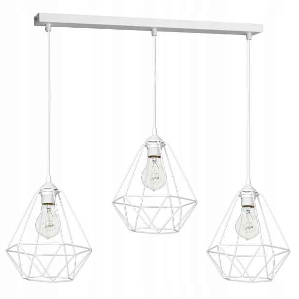 Závěsná lampa Basket Bílá Kovová Stínidlo 3xE27 70x100cm Stropní Svítidlo Dům