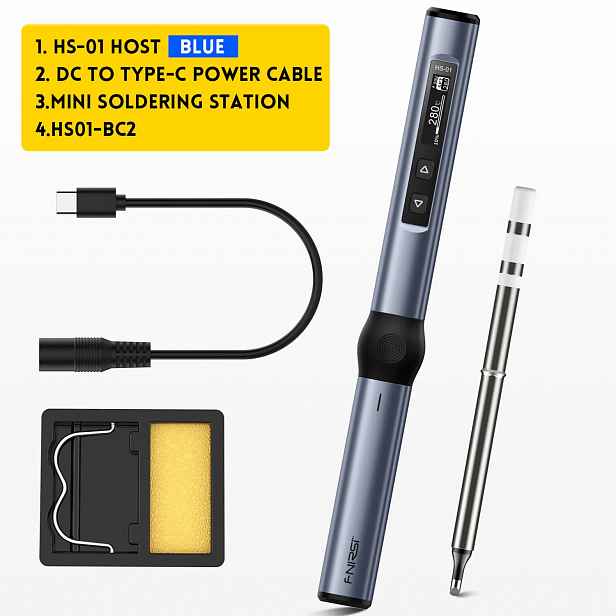 Fnirsi HS-01 modrá přesná páječka 65W Usb-c