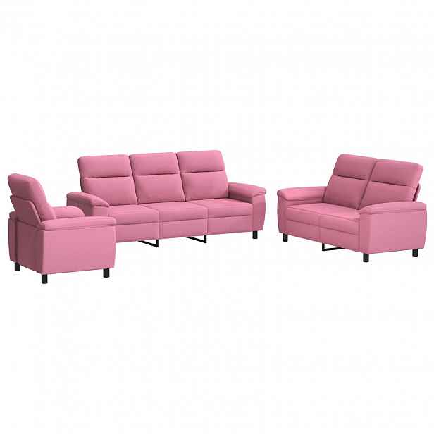 vidaXL Set pohovek 3 pcs Růžová Textil
