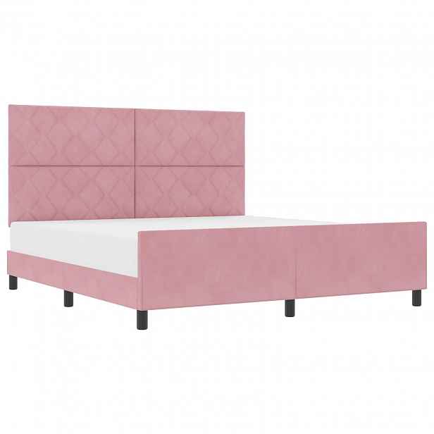 vidaXL Postel s boxspringem s čelo Růžová 180 x 200 cm samet