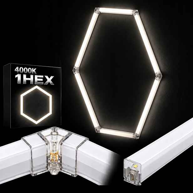 Silný bílý stropní svítidlo Led Hexagon 1 42W 4000K 92x79 Cm myčka auto studio
