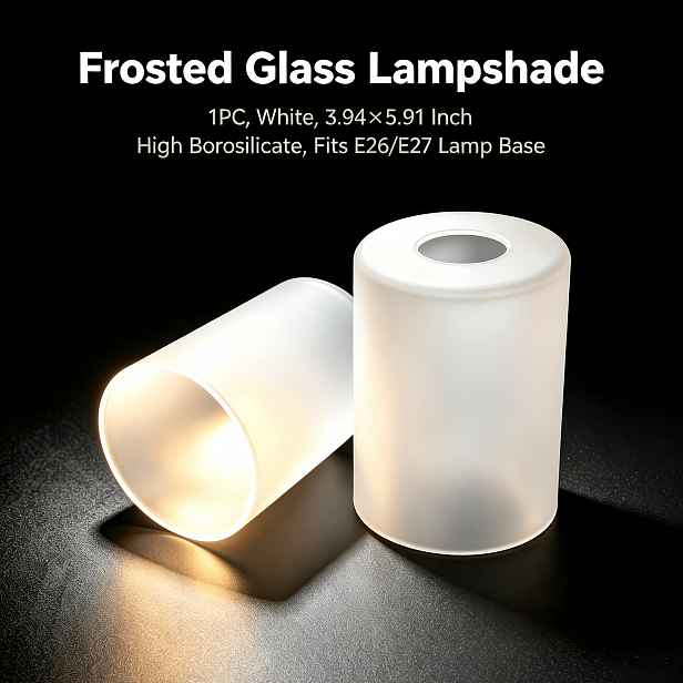 TEMU 1ks 4in Š x 6in V, 100x150mm, Válcový matný skleněný stínítko, Vysokoborokřemičité pískované bílé krytí lampy uvnitř, E26/27, Náhradní stínítko