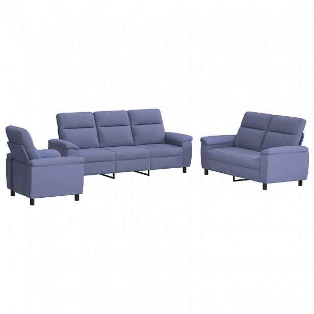 vidaXL Set pohovek 3 pcs Modrá džínovina Textil