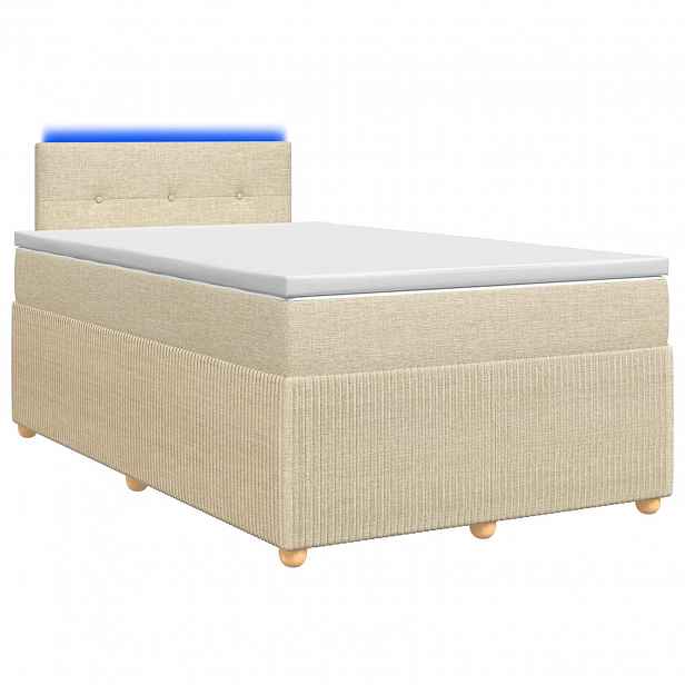 vidaXL Postel boxspring s matrací s čelo Krémová 120 x 200 cm Textil