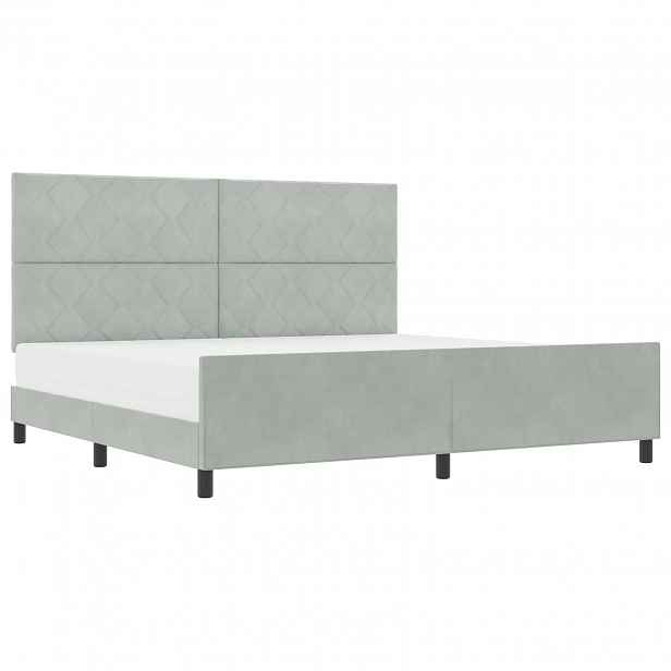 vidaXL Postel s boxspringem s čelo Světle šedá 200 x 200 cm samet