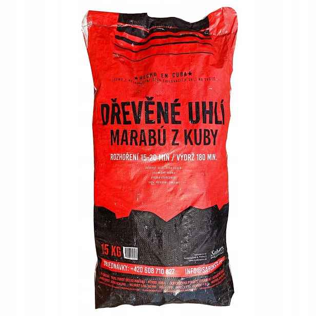 Dřevěné uhlí Marabú z Kuby pytel 15 kg