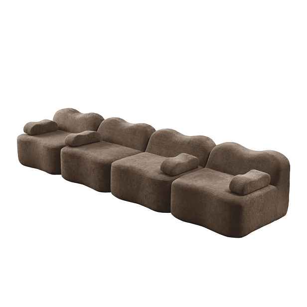 Modenvie 4SEDÁK z velvetu, 384/98/70 cm hnědá, modulární bezrámová