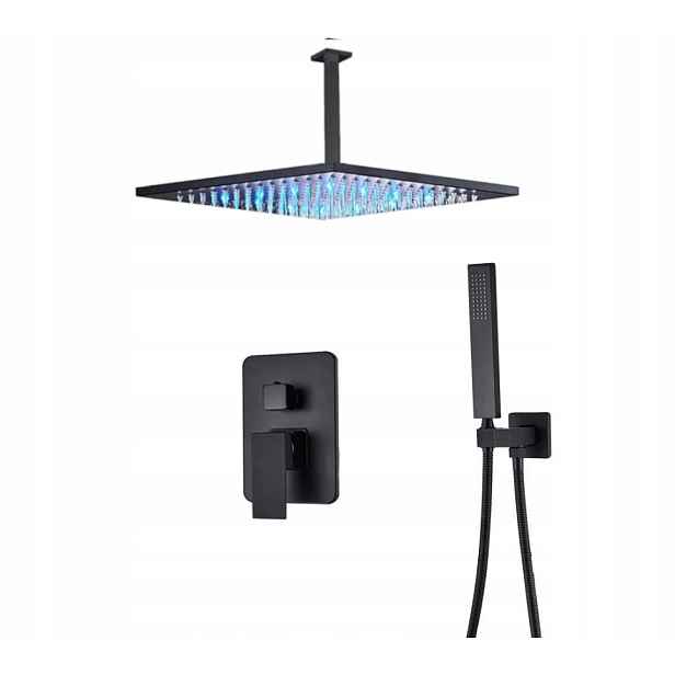 Podomítkový Set Černý Mat Dešťová Sprcha Led Box 30 CM