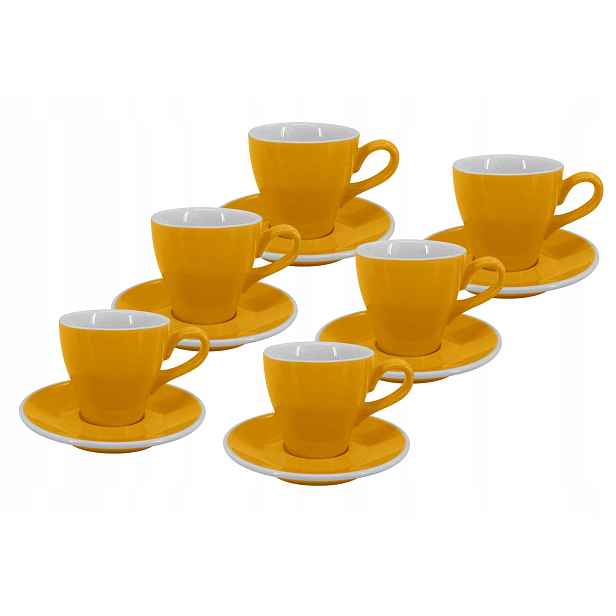 Set 6 ks Lungo šálek s podšálkem Milano, 150 ml, žlutý