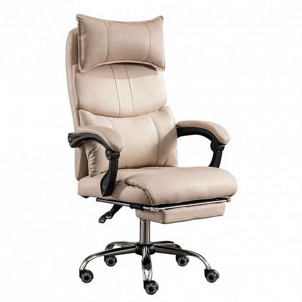 SHOPENTRA OTOČNÉ židle, látkové, ergonomické, bederní opěrka, béžové