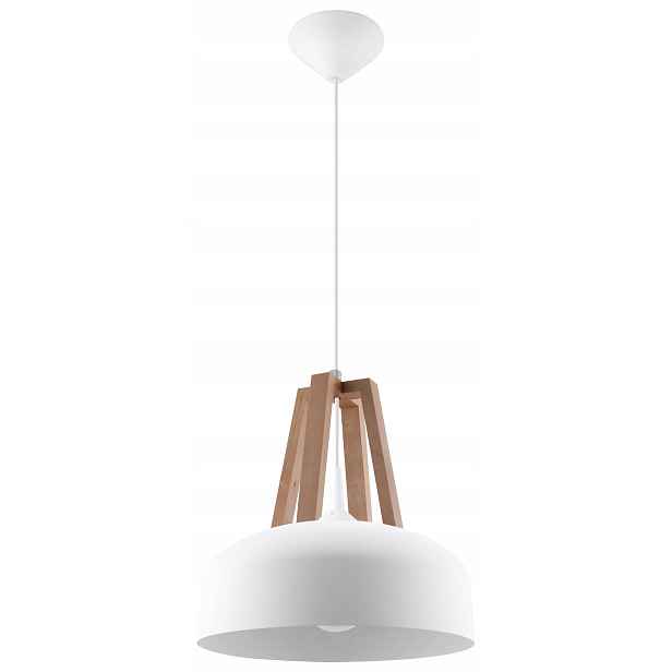 Sollux Závěsná lampa Casco bílá/dřevo 60W moderní