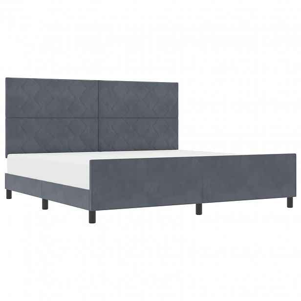 vidaXL Postel s boxspringem s čelo Tmavě šedá 200 x 200 cm samet