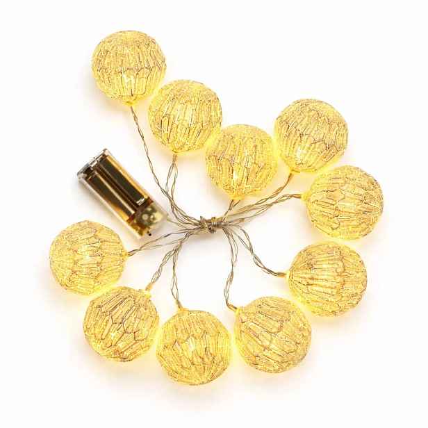 LED světýlka na baterie, lampiony, 1,8 m, teple bílá, 10 diod, čirý kabel, IP20 interiér, 2 × AA