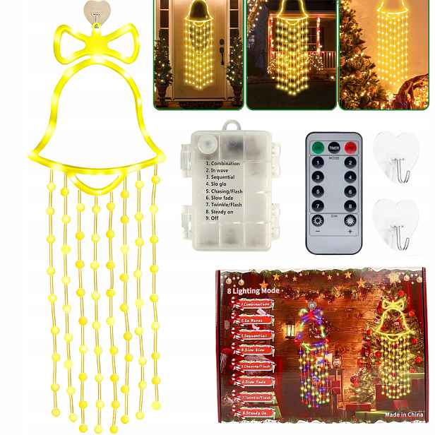 Led Zvonek – Svítící Ozdoba Na Baterie Na Okno, 8 Režimů, Všestranná
