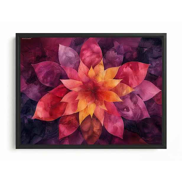 Obraz Rám American Box Květina Mandala Abstrakce Fialová Červená 80x60