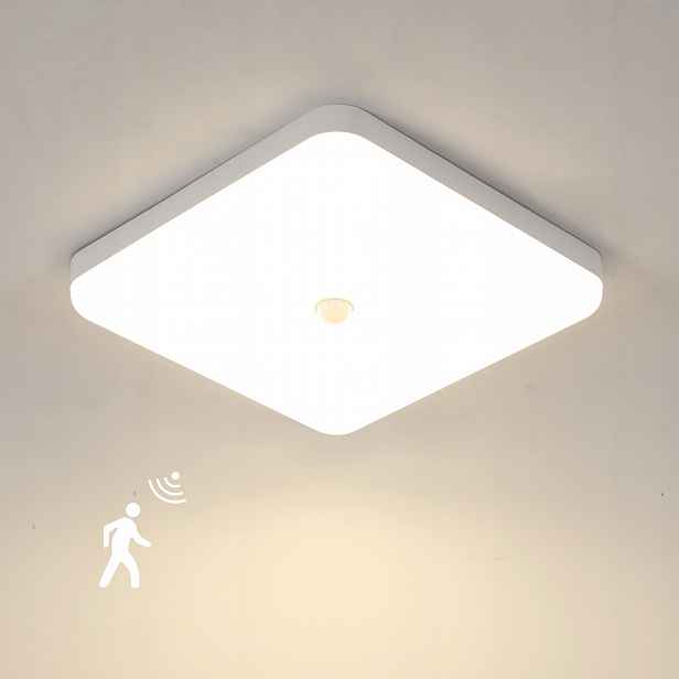 Stropní svítidlo Led čtvercové s pohybovým senzorem, moderní, 30W, 4500K