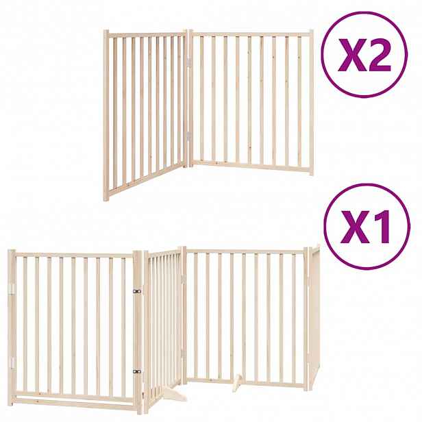 vidaXL Zábrana pro psy s dvířky skládací 8 panelů 640 cm topol