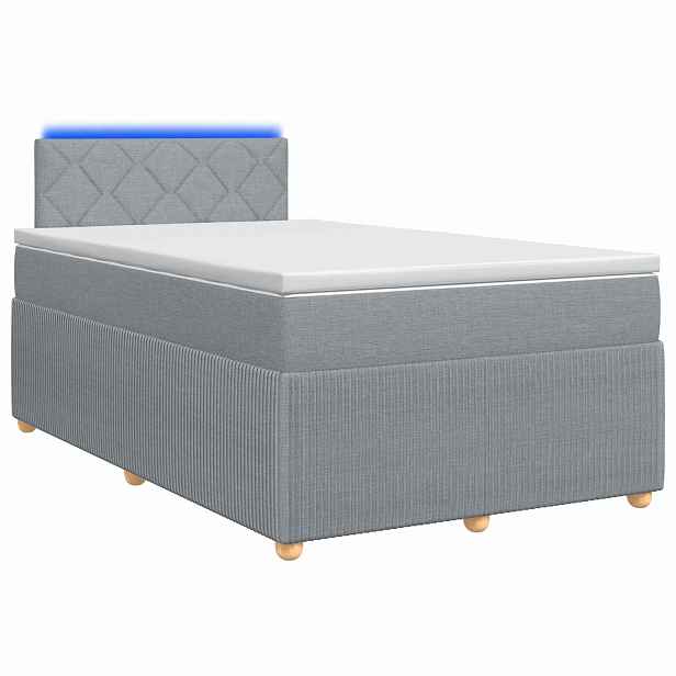 vidaXL Postel boxspring s matrací Světle šedá 120 x 200 cm Textil