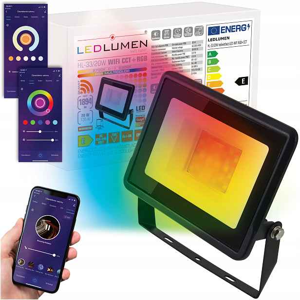 Led zářič 20W 1894lm=120W Halogenová Rgb Cct lampa Wifi Tuya Smart Life
