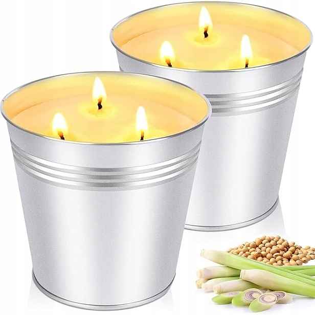 Svíčky Citronella 2 x 425 g, 3 knoty 100 h, vosk, tráva,