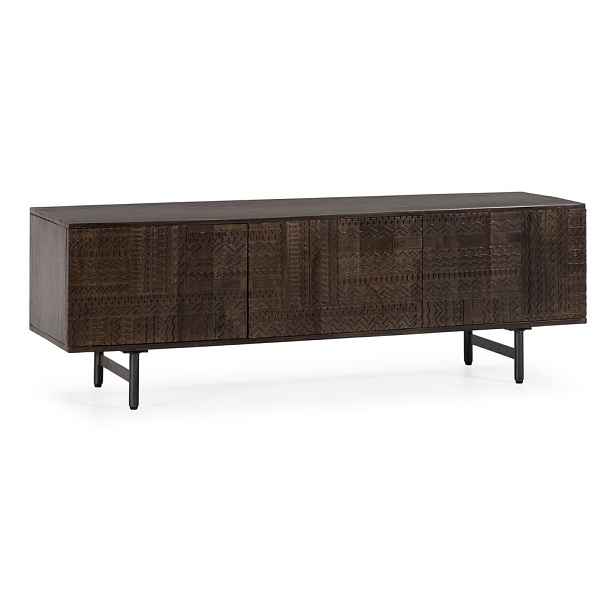 Tmavě hnědý TV stolek z mangového dřeva 145x48x40 cm Kalai – MOME