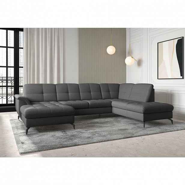 Sit & More SEDACÍ SOUPRAVA, textil, tmavě šedá