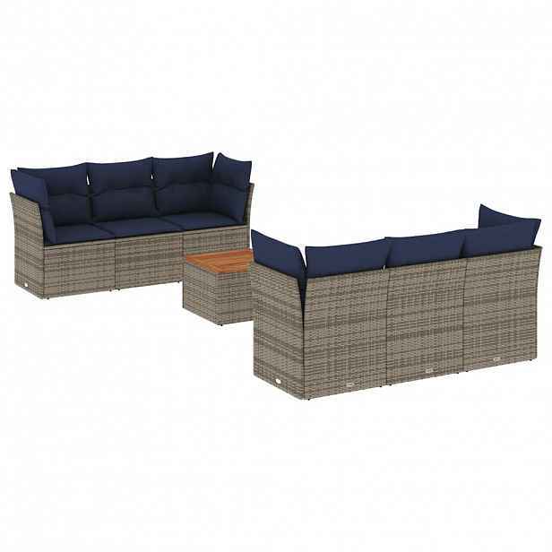vidaXL 7dílná zahradní sedací souprava s poduškami šedá polyratan