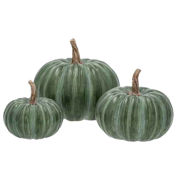 Figurka Dýně 3 ks Zelená Na Halloween Podzim Terasa 26 cm Vysoká Ozdobná