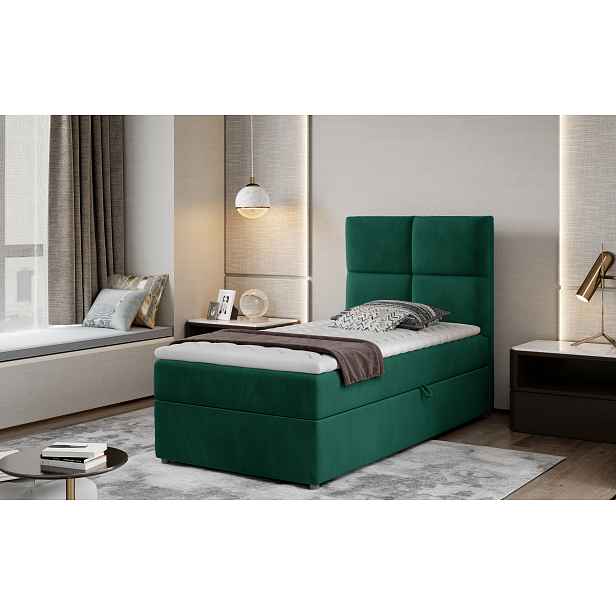 Moderní box spring postel Garda 90x200, zelená