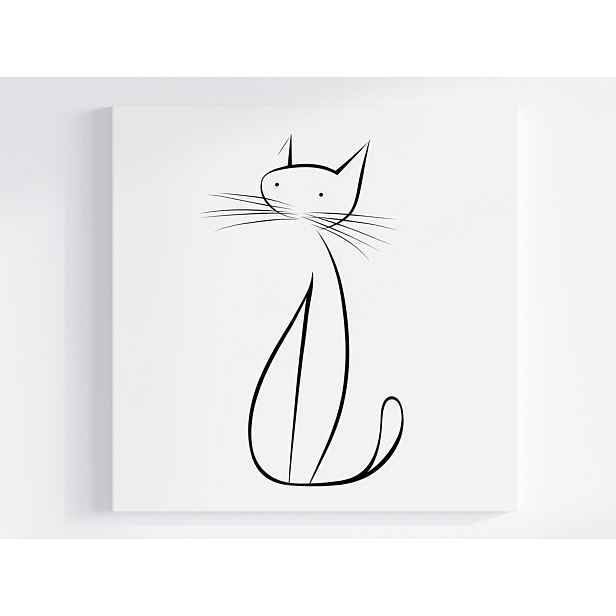 Obraz Na Plátně Canvas Grafika Line Art Kresba Kočka Portrét Linka 50x50