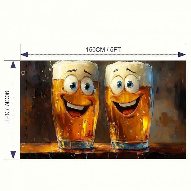 TEMU 2D Plochá, 1 ks, Humorná Vlajka na , Dekorace z Polyesterové Tkaniny 2D Plochý Tisk Jednostranný, Měkká 150×90 cm (Bez Stožáru), Ideální pro