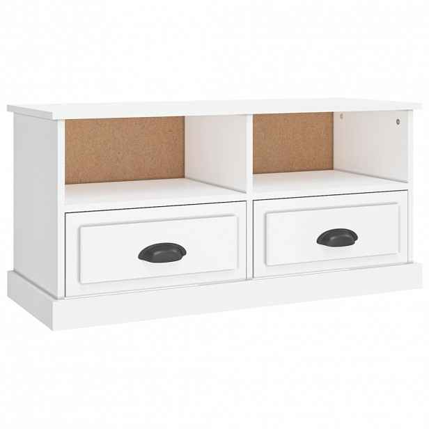 vidaXL TV skříňka bílá s vysokým leskem 93x35,5x45 cm kompozitní dřevo