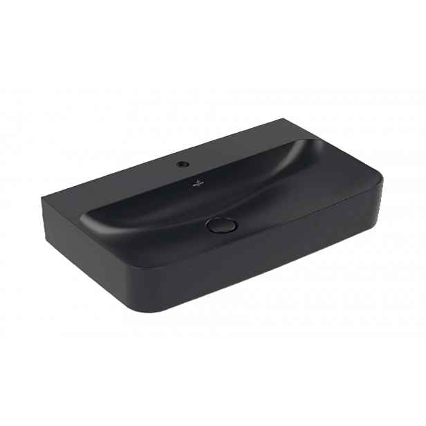 Villeroy & Boch Finion - Umyvadlo 80x47 cm, bez přepadu, otvor pro baterii, CeramicPlus, Pure Black 41688LR7