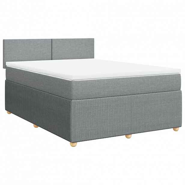 vidaXL Box spring postel s matrací světle šedá 140 x 190 cm textil