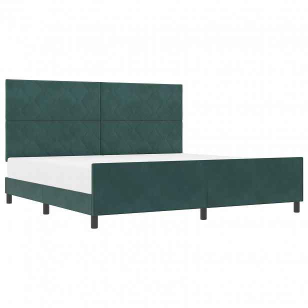 vidaXL Postel s boxspringem s čelo Tmavě zelená 200 x 200 cm samet