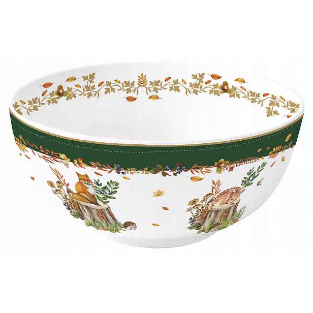 Miska, miska, salátová mísa mísa, porcelán, 23 cm, podzim, lesní zvířátko, dárek